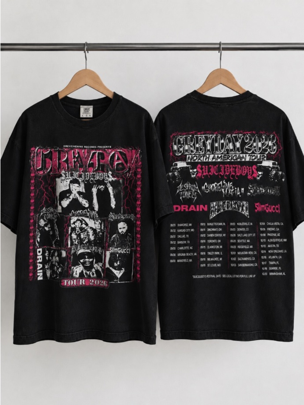Suicideboys Grey Day Tour 2026 T-Shirt, Tour Dates Shirt 2-Sided